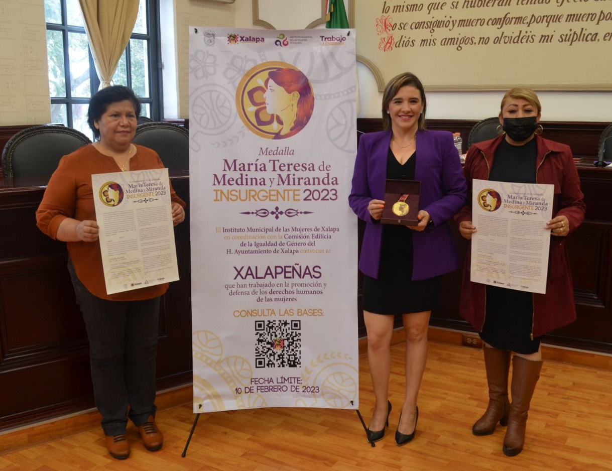 Ayuntamiento de Xalapa invita a participar en la convocatoria para la medalla Insurgente María Teresa Medina y Miranda 2023
