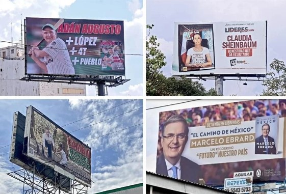 Oposición alza la voz ante “el derroche de espectaculares” de Morena Espectaculares publicitarios en una ciudad moderna.