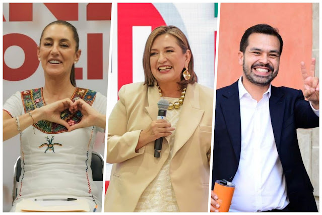 ¿Dónde arrancarán sus campañas Claudia Sheinbaum, Xóchitl Gálvez y Álvarez Máynez? Candidatos en evento electoral 2024.