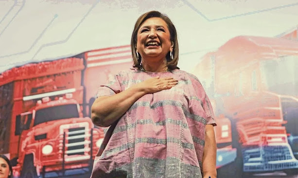 Xóchitl Gálvez se compromete a combatir el crimen y proteger a los transportistas Captura de pantalla de un sitio web.