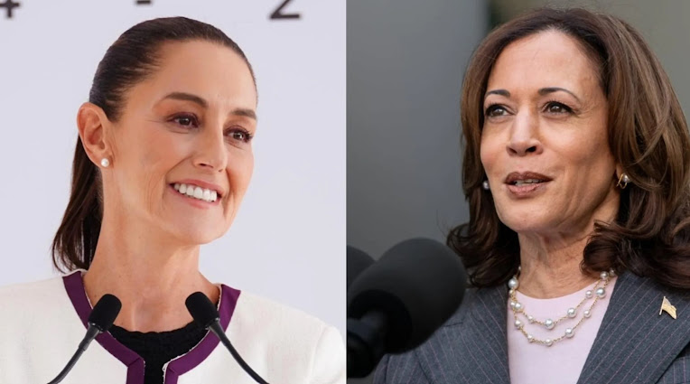 Claudia Sheinbaum y Kamala Harris dialogan sobre migración y cambio climático Captura de pantalla de un sitio web.