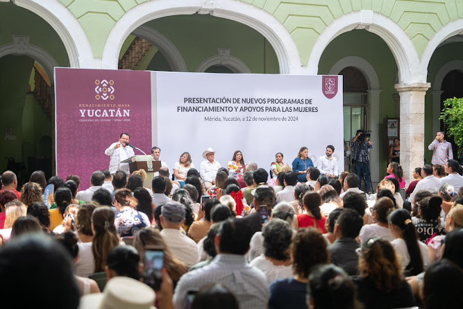 Joaquín Díaz Mena presenta nuevos programas de financiamiento para el emprendimiento femenino en Yucatán Imagen de WhatsApp del 12 de noviembre de 2024.