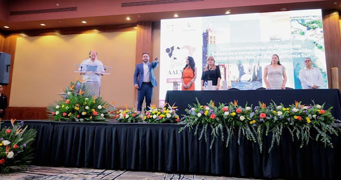 Christian Agúndez asume liderazgo del Consejo de AALMAC en Baja California Sur Fondo abstracto colorido y vibrante.