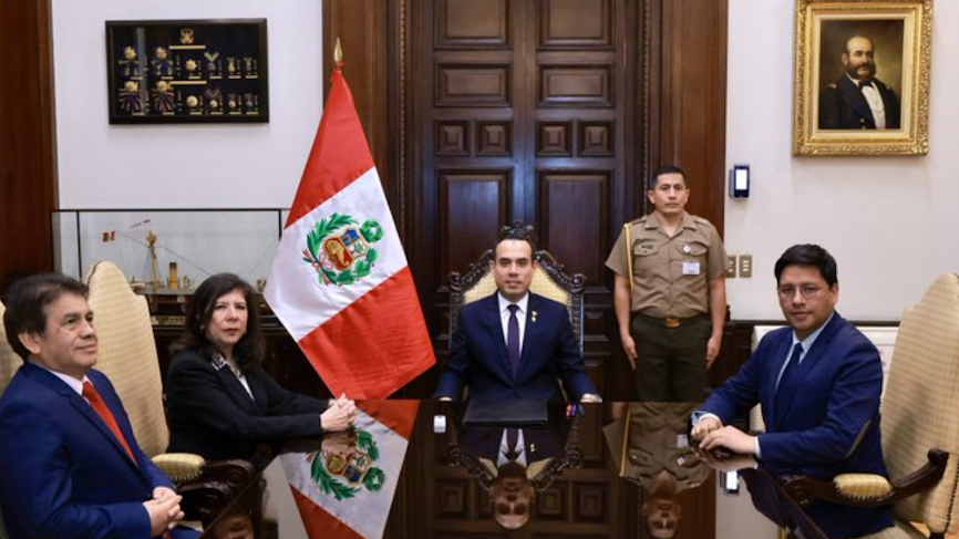 Jerí define criterios para su primer gabinete: experiencia y consenso, sin exministros ni congresistas Fondo abstracto gráfico vibrante y colorido.