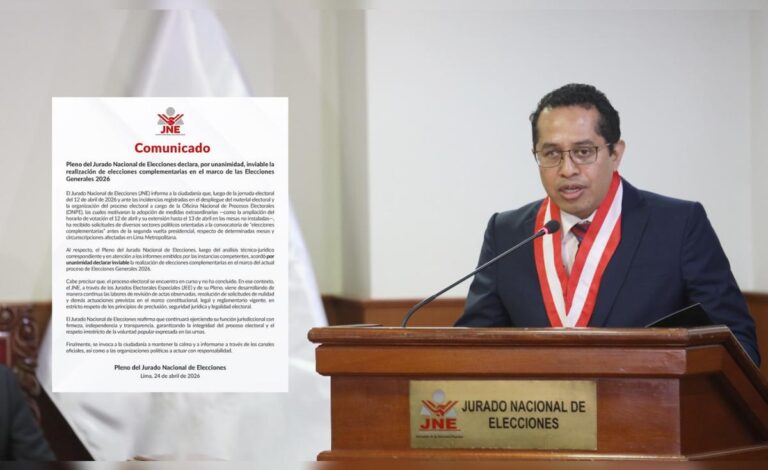 JNE descarta elecciones complementarias por falta de viabilidad