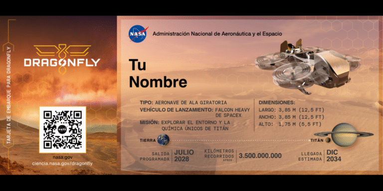 NASA invita a enviar tu nombre a la misión Dragonfly hacia Titán